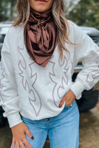 Boot Stitch Embroidered Sweatshirt | White
