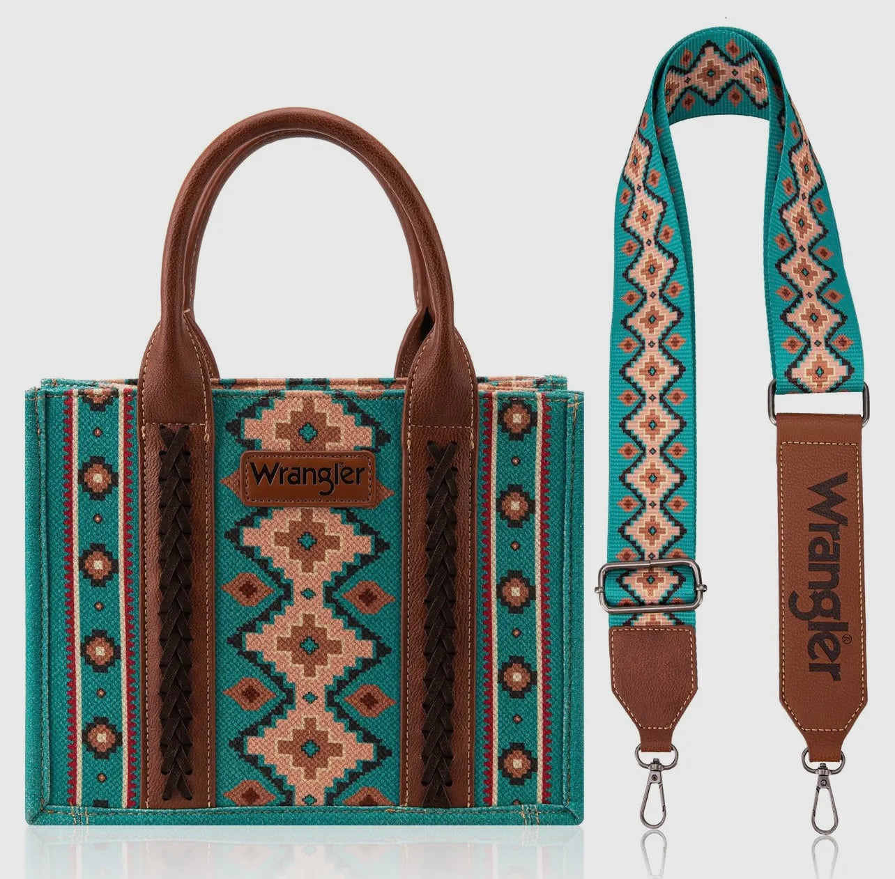 WRANGLER Southwestern Crossbody Tote Bag | Turquoise