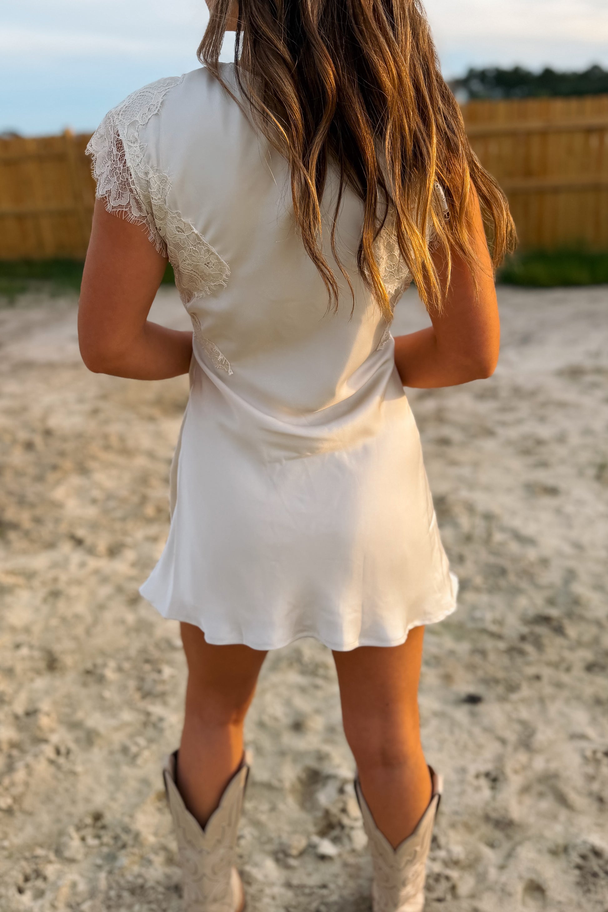 Cream Lace Trim Dress