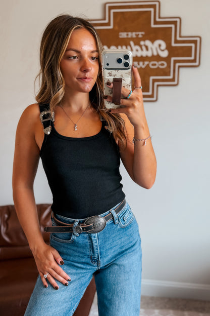 Western Buckle Bodysuit | Black