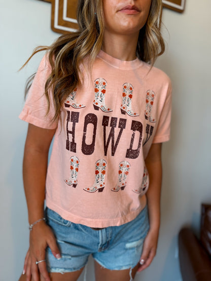Howdy Boots Peach Tee