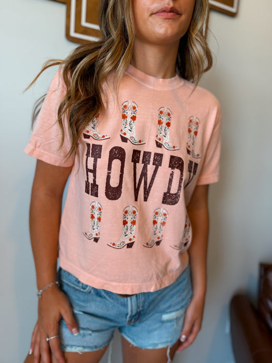 Howdy Boots Peach Tee