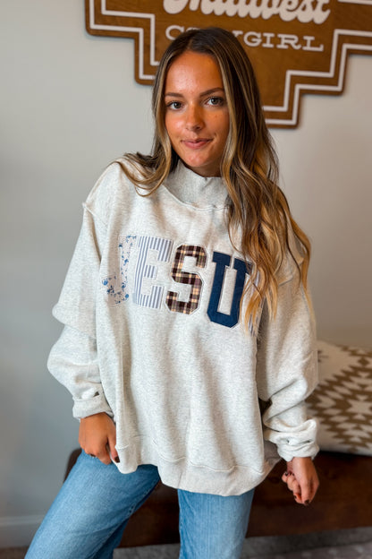 Jesus Patchwork Mockneck | Blue