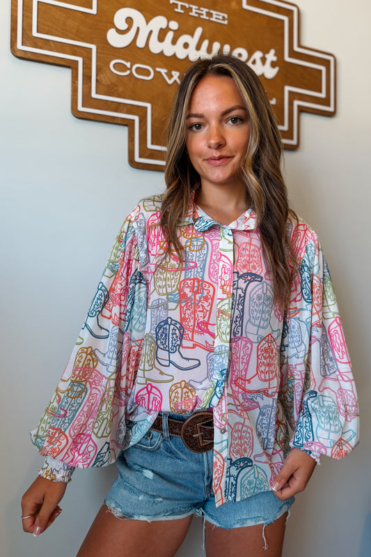 Multi Boot Button Up Blouse