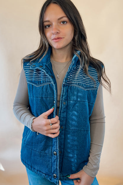 Frontier Denim Puffer Vest