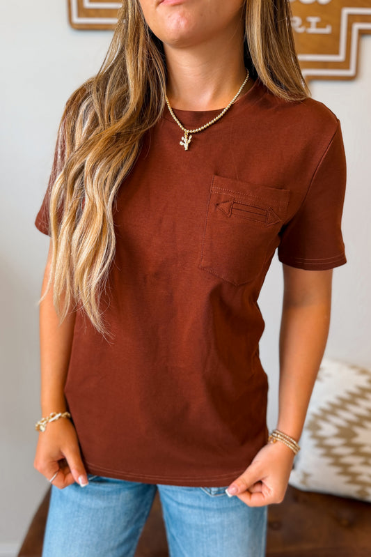 Arrow Pocket Tee | Brown