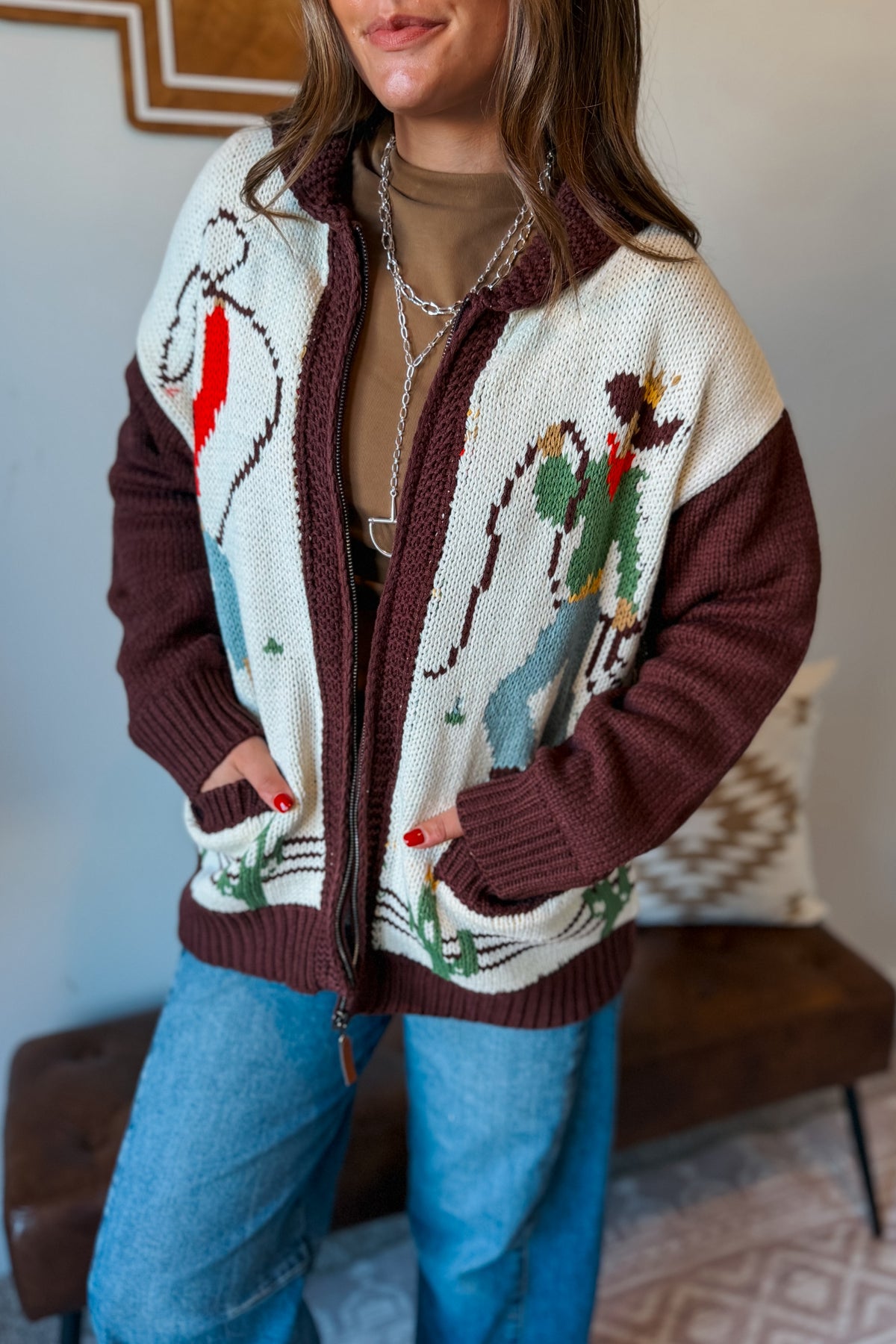 Cowgirl Knit Zip-Up Cardigan