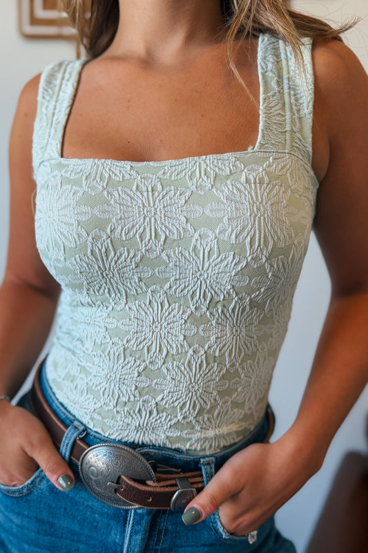 Floral Tank Top | Sage Green