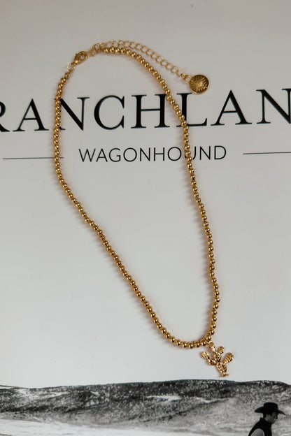 Prickly Pear Charm Necklace | Gold