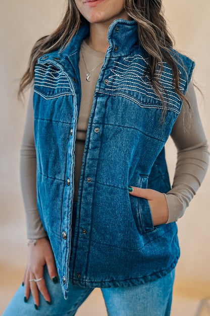 Frontier Denim Puffer Vest