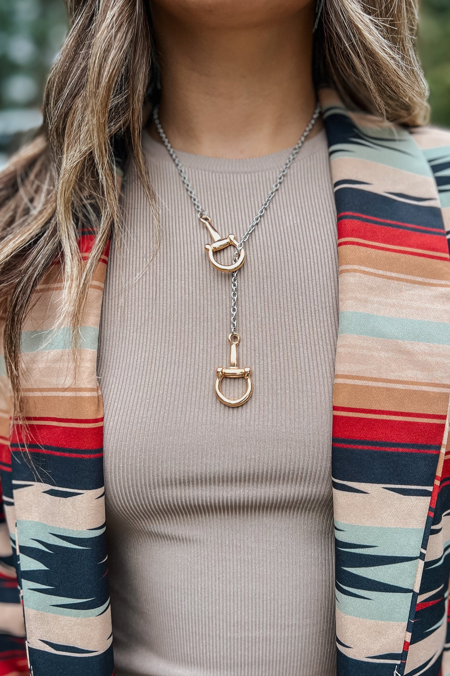 Stirrup Necklace | Mixed Metal