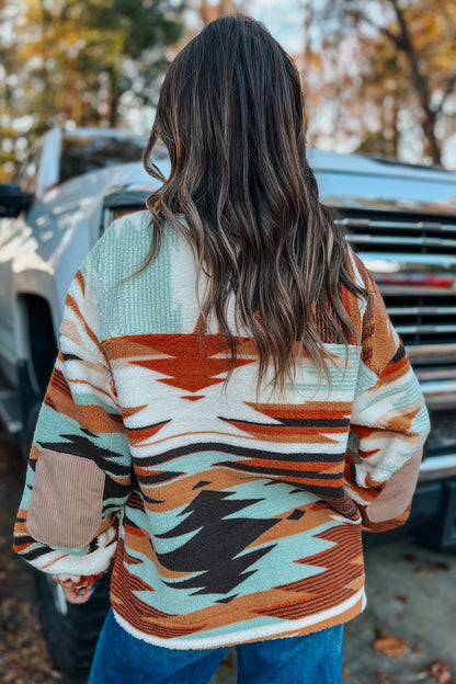 Aztec & Teddy Bear Fleece Sweater | Mint