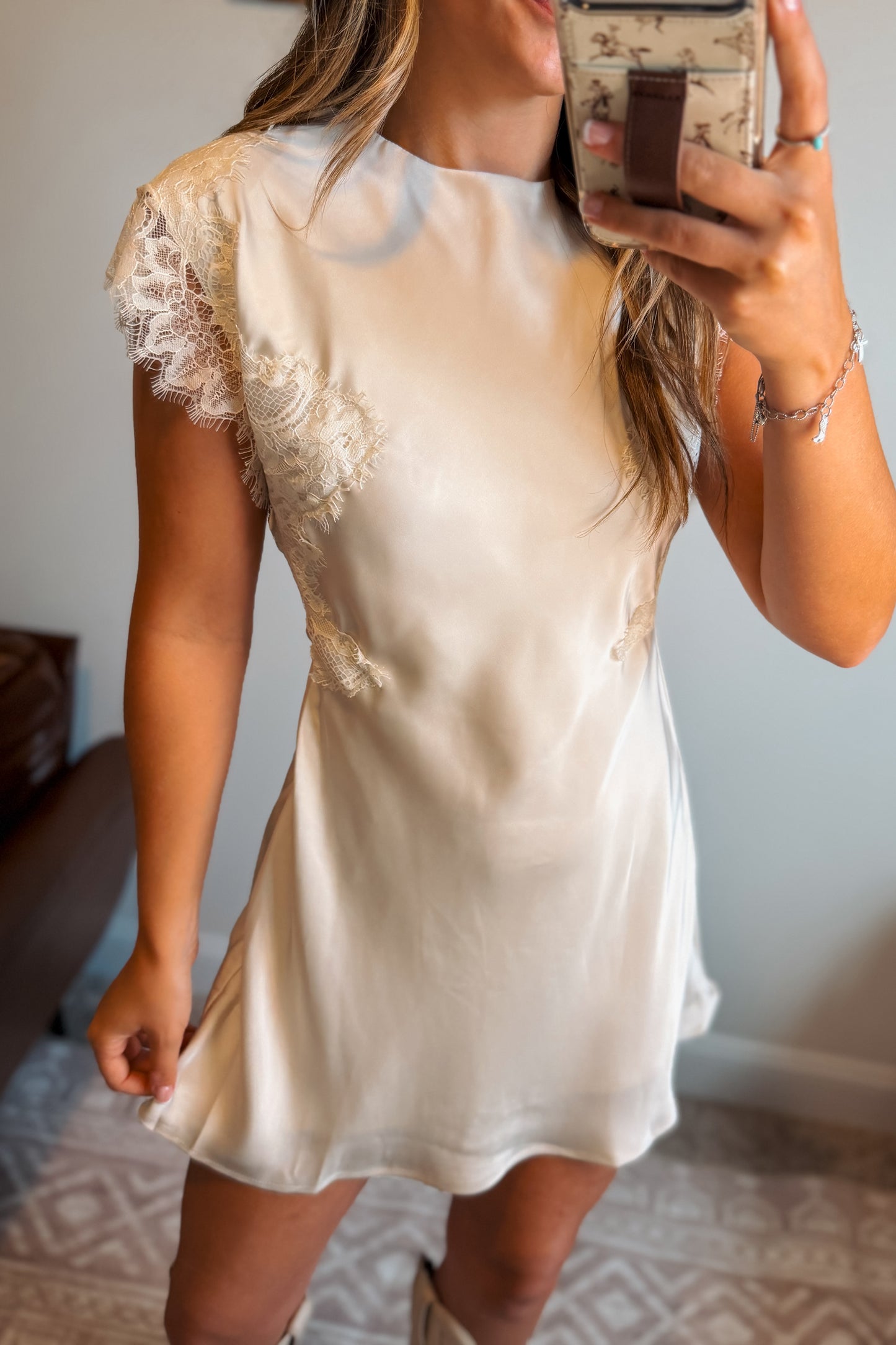 Cream Lace Trim Dress