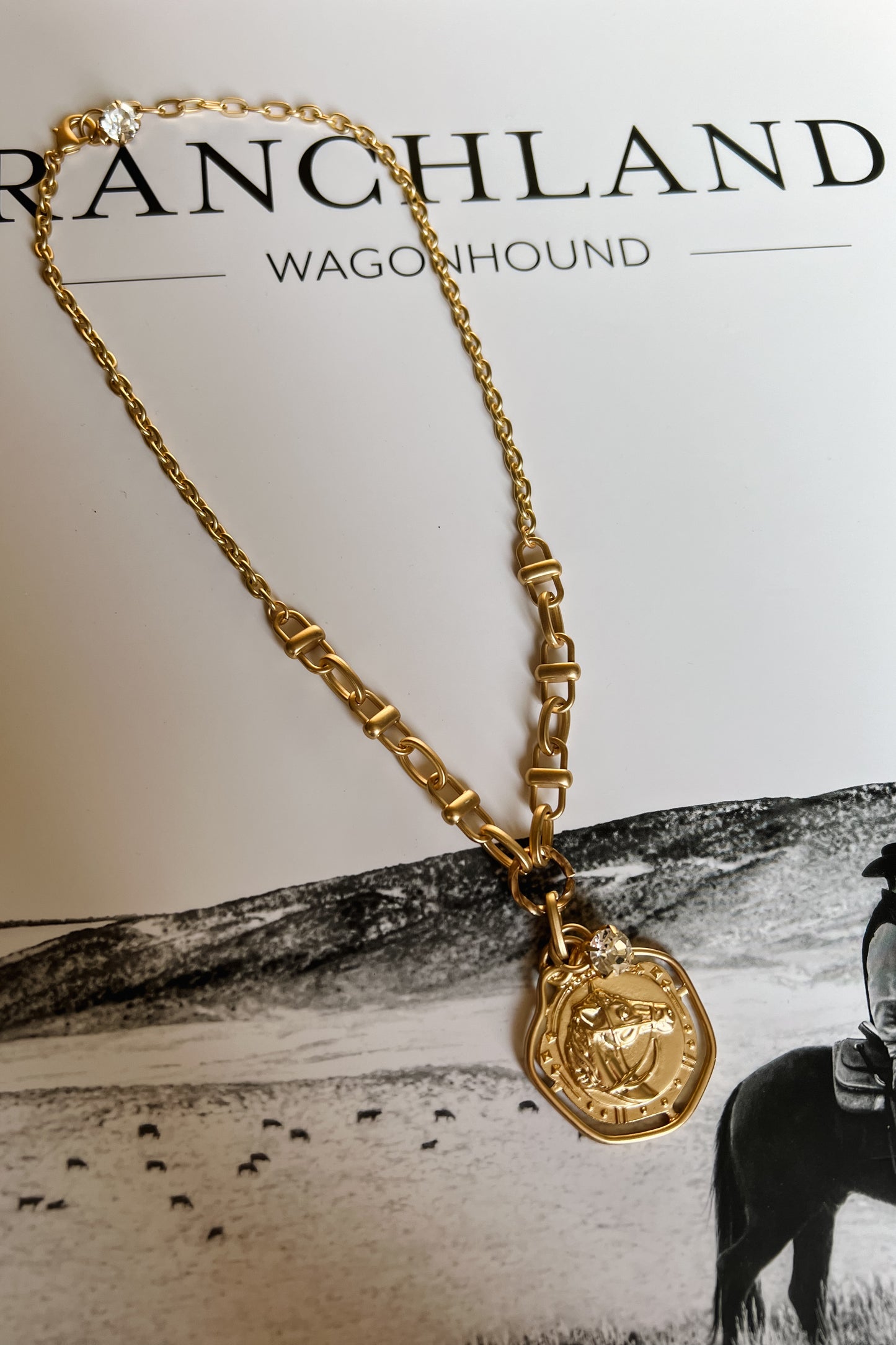 Equestrian Ranch Horse Necklace I Gold