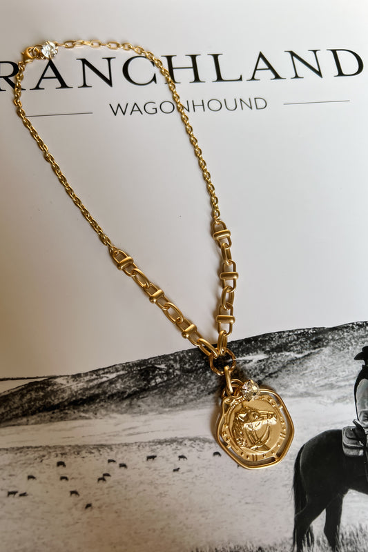 Equestrian Ranch Horse Necklace I Gold