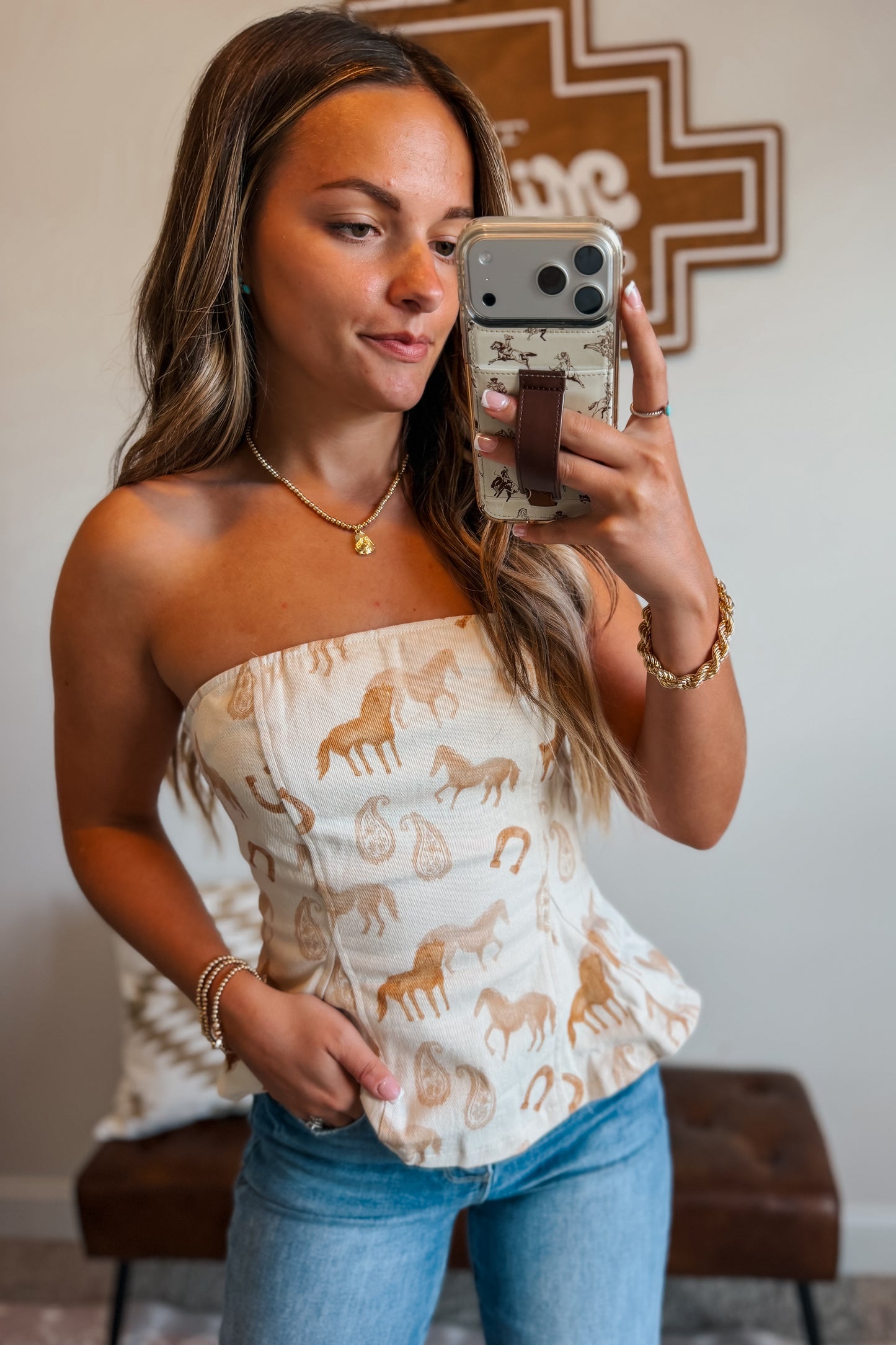 Lucky Horseshoe Strapless Top
