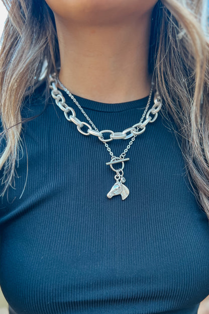 Horse Charm Necklace | Silver
