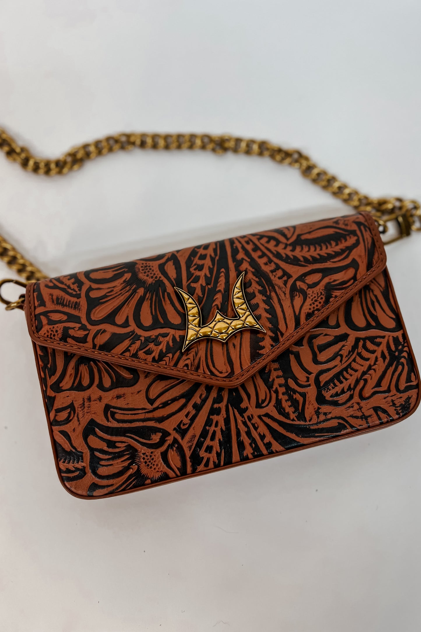 On The Go Mini Chain Bag | Embossed Leather