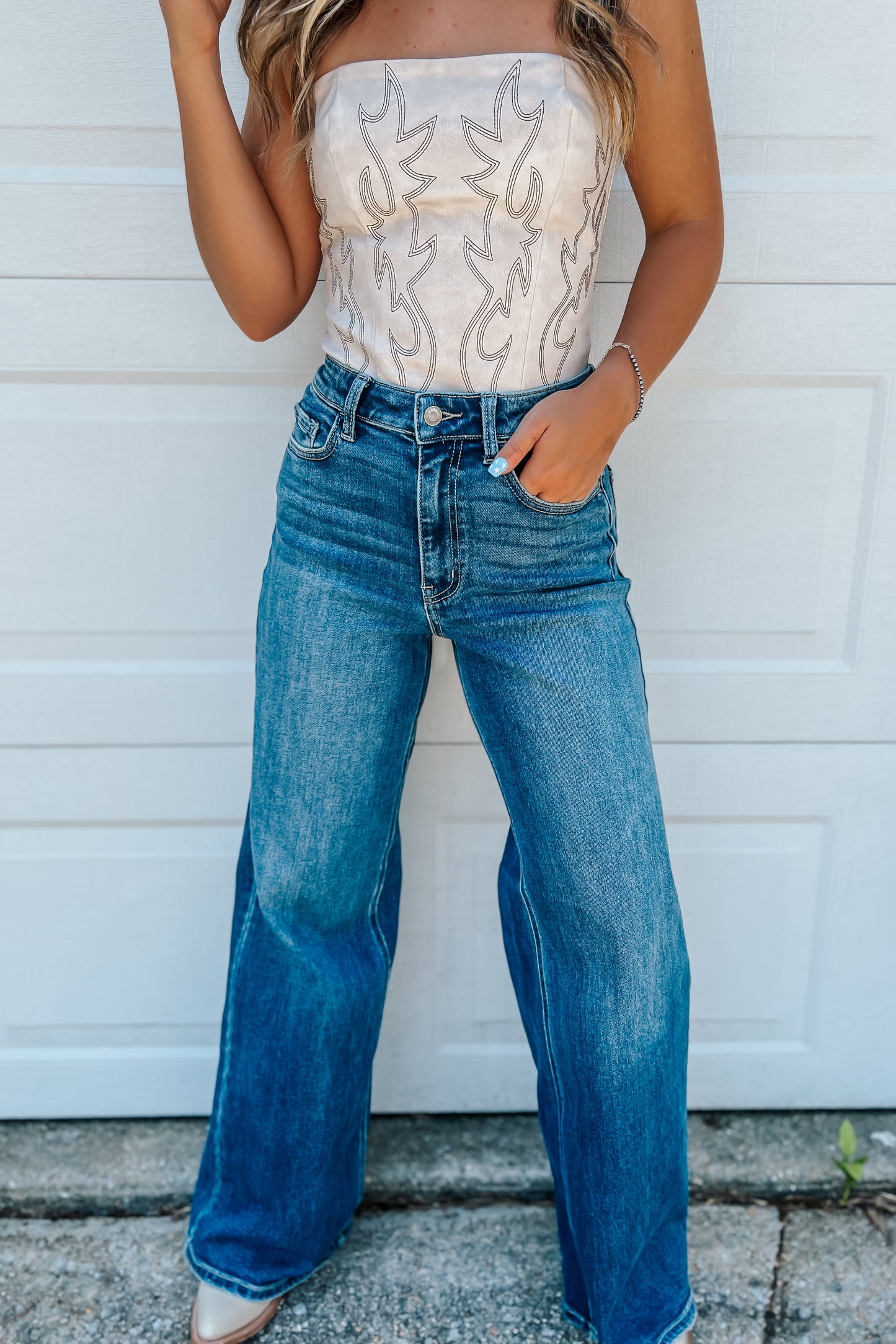 Boot Stitch Corset Top | Ivory