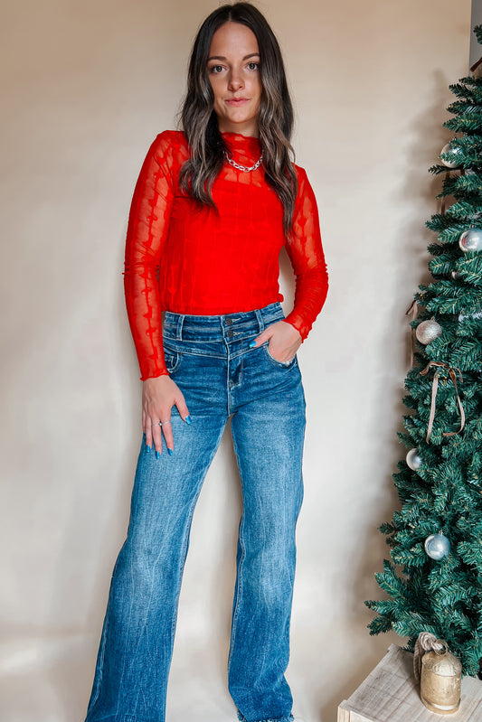 Lariat Lace Top | Red