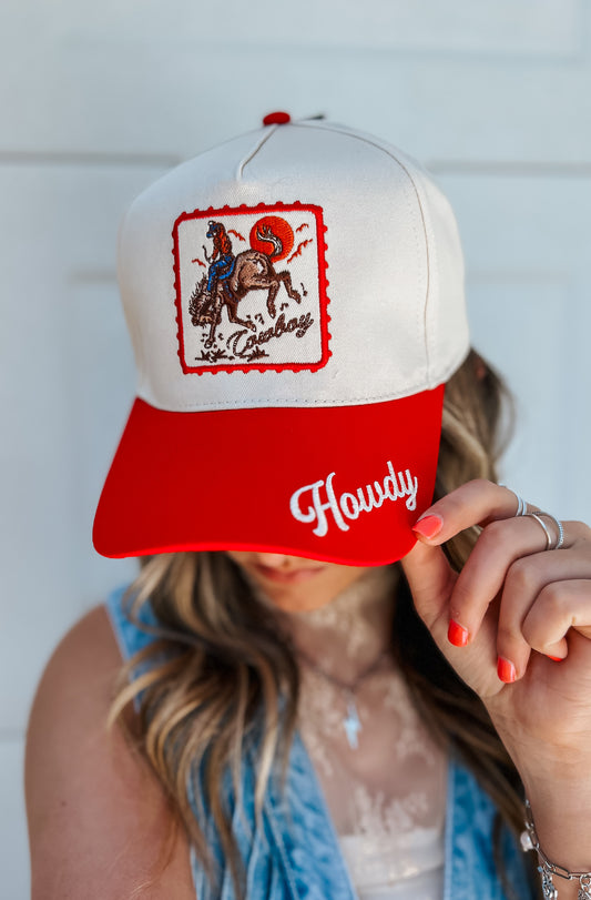 Howdy Cowboy Trucker Hat | Red