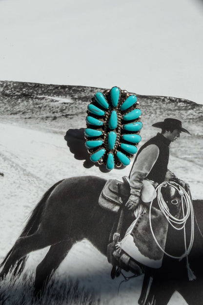 Kingman Turquoise Cluster Ring by Rosana Williams