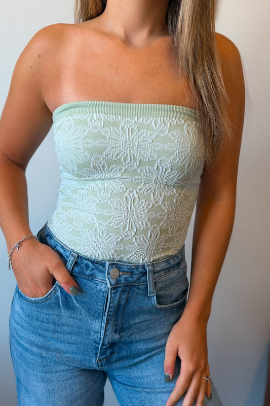 Floral Tube Top | Sage Green