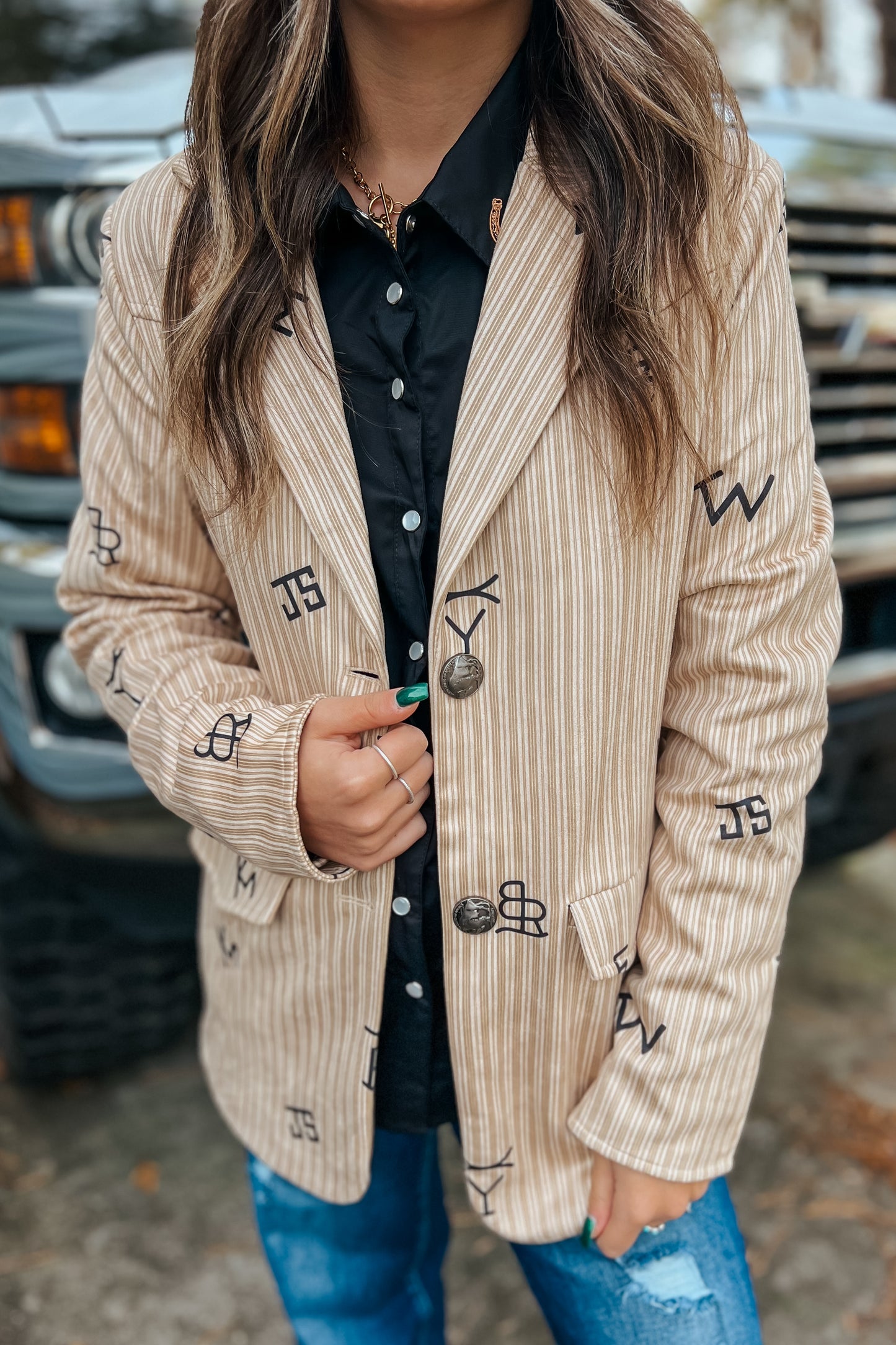 The Pinstripe Cattle Blazer