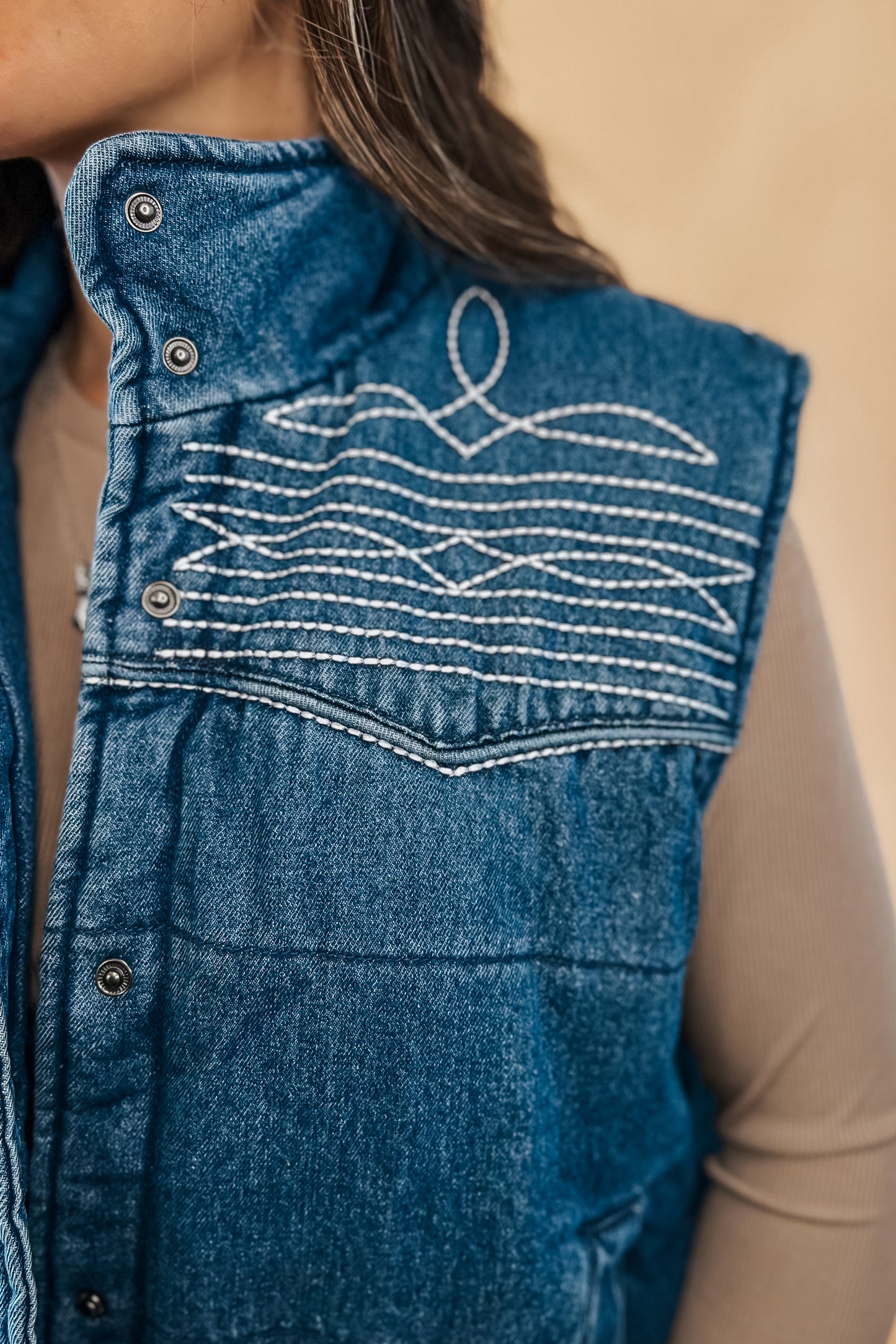 Frontier Denim Puffer Vest