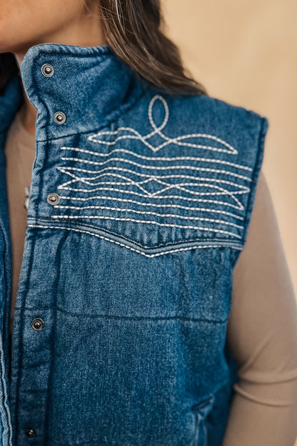 Frontier Denim Puffer Vest