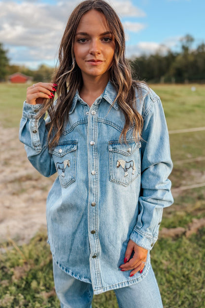Pony Up Denim Top
