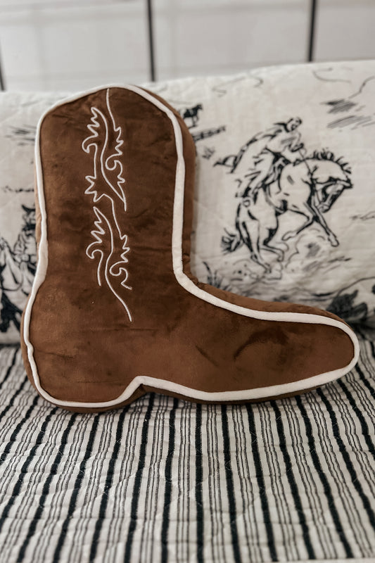 Cowboy Boot Pillow | Brown