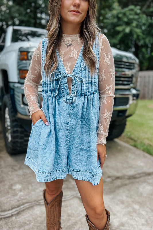 Acid Wash Denim Romper
