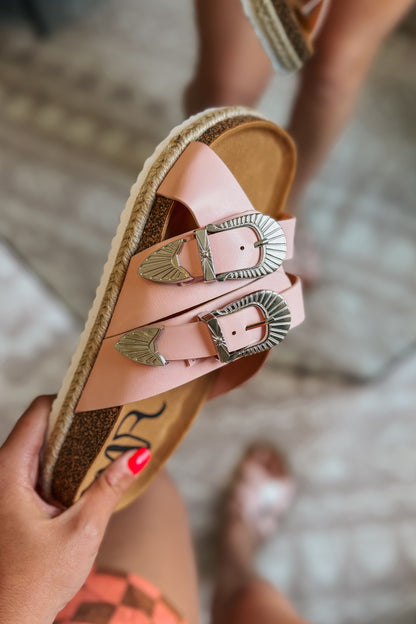 Iris Western Buckle Sandal | Pink