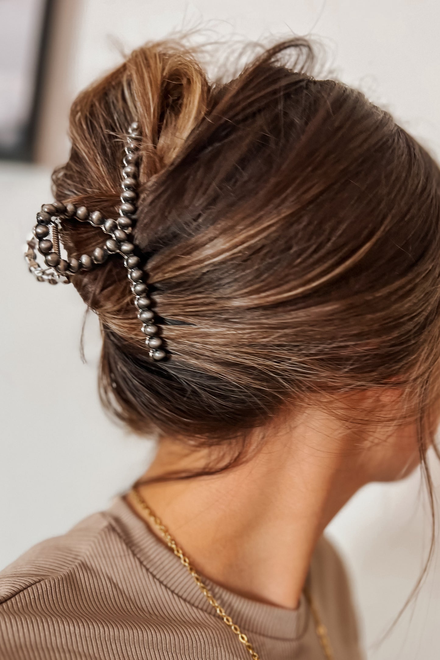 Western Navajo Pearl Claw Clip | Silver