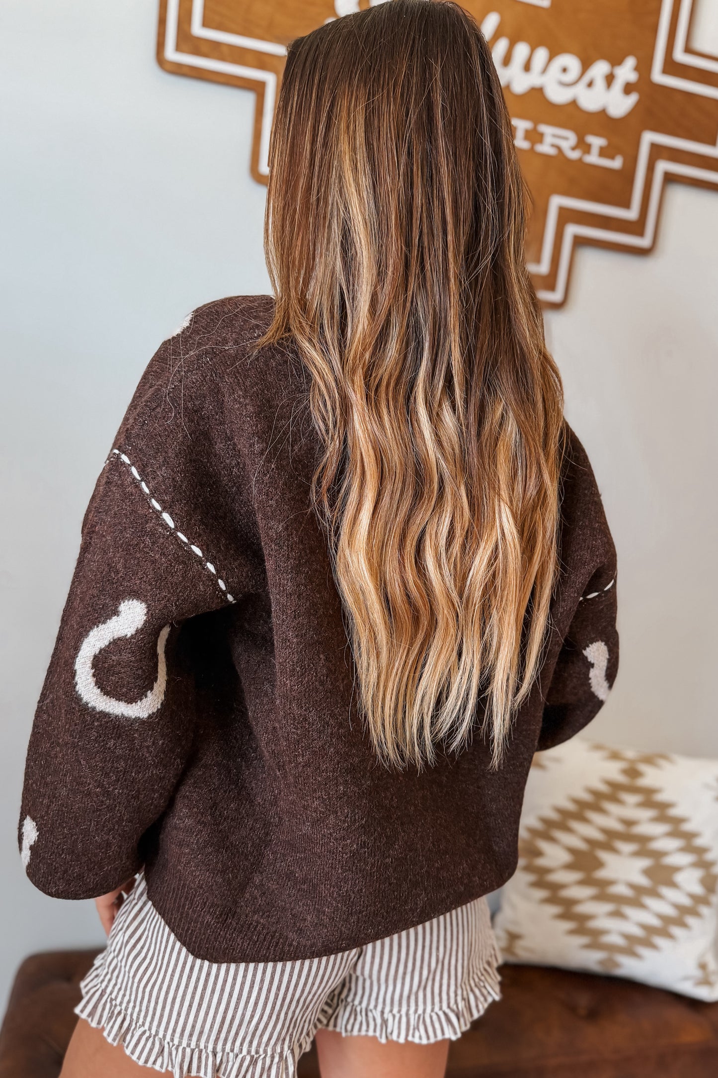 Western Horseshoe Cardigan | Brown