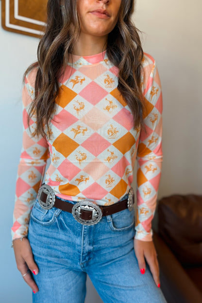 Diamond Bronc Mesh Top