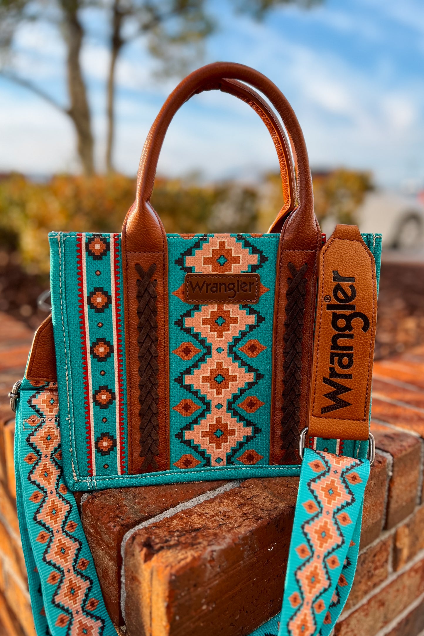 WRANGLER Southwestern Crossbody Tote Bag | Turquoise