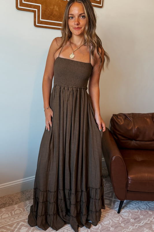 Halter Maxi Dress | Chocolate