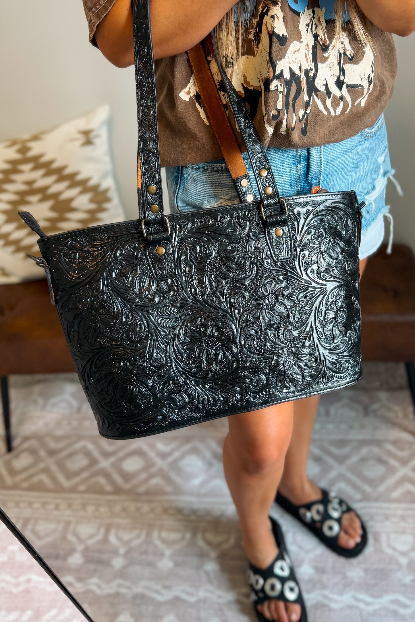 The Amarillo Leather Tote Bag | Black