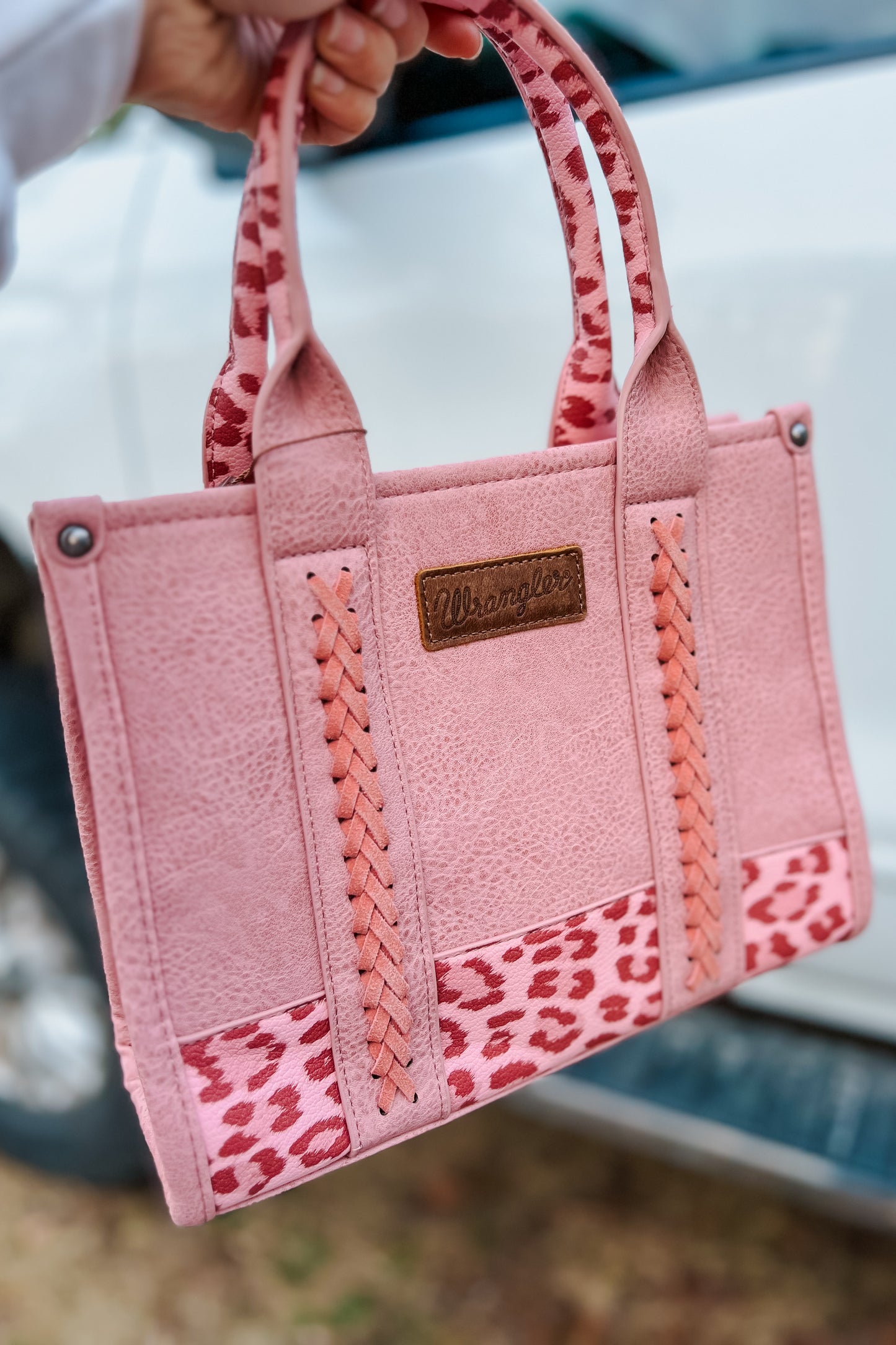 Wrangler Leopard Tote/Crossbody Bag | Pink