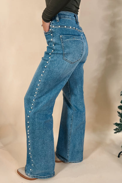 Saddle Pearl Wideleg Jeans