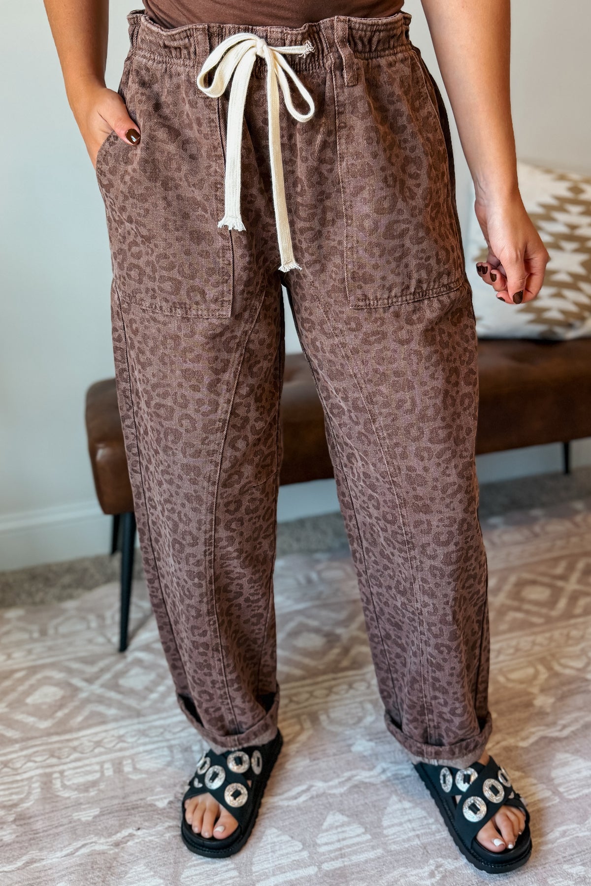 The Presley Leopard Barrel Jean