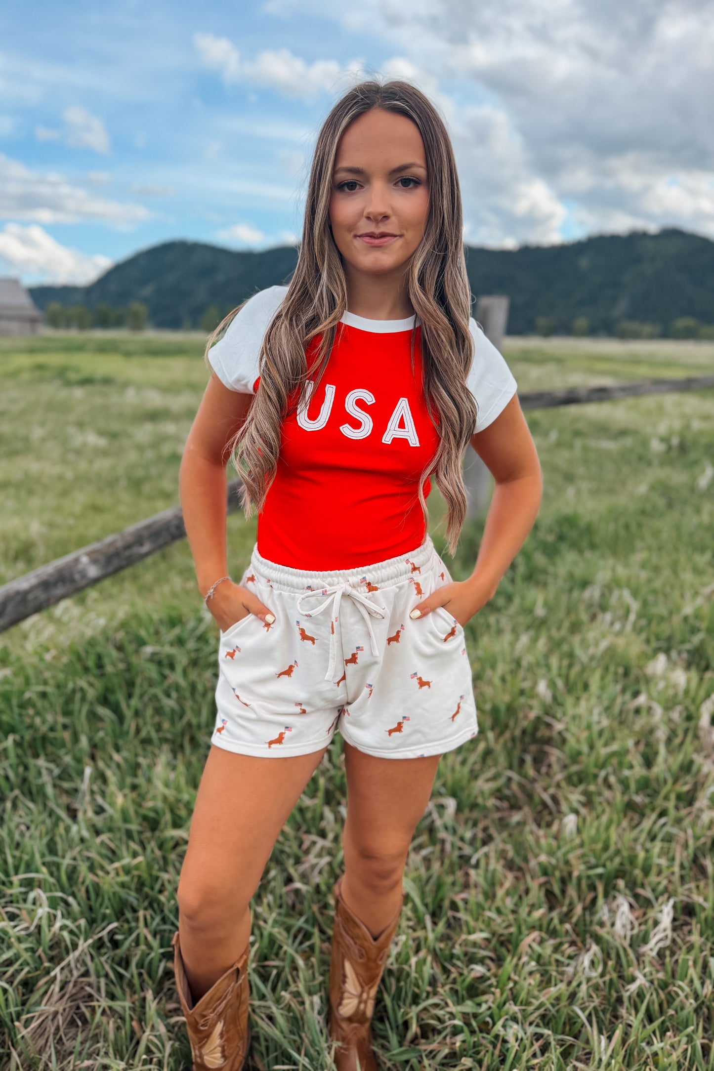 Red USA Baby Tee
