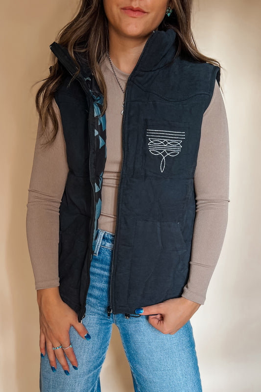 Boot Stitch Puffer Vest | Black