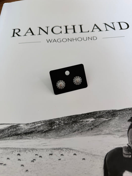 Sterling Concho Stud Earrings