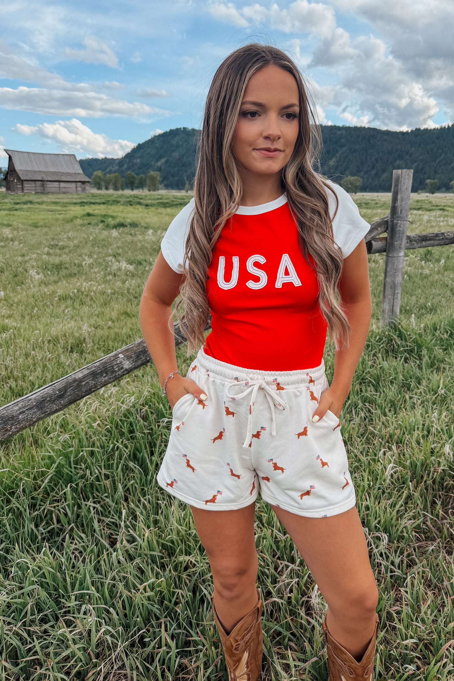 Red USA Baby Tee