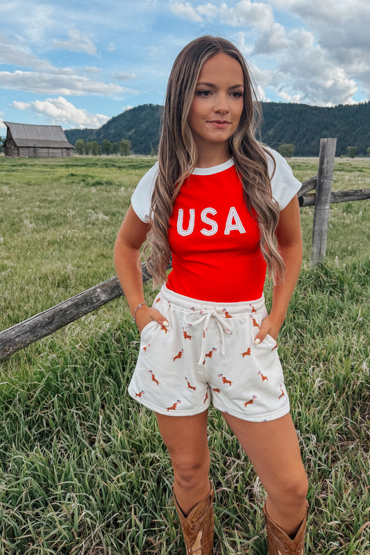 Red USA Baby Tee