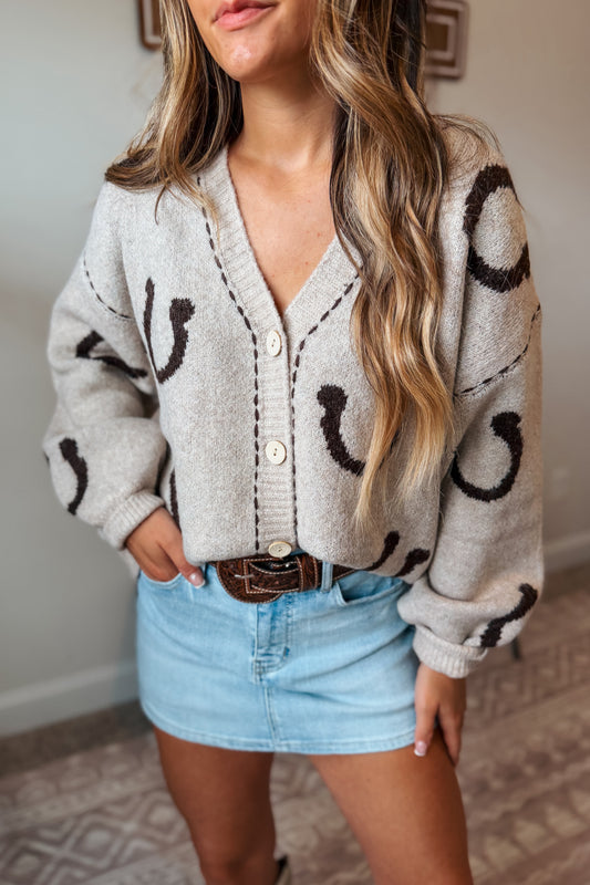 Western Horseshoe Cardigan | Grey