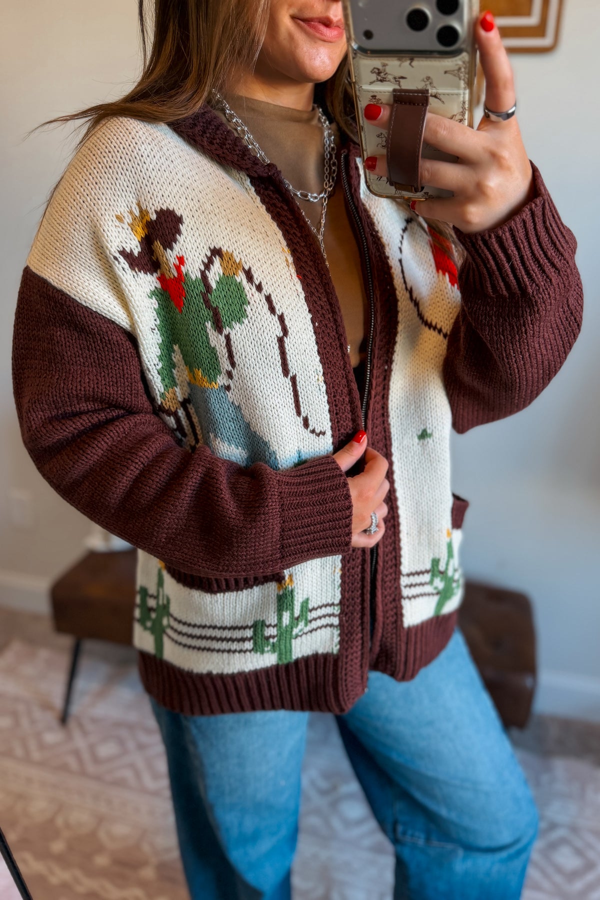 Cowgirl Knit Zip-Up Cardigan